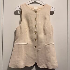 H&M Cream Button-Front Sleeveless Dress